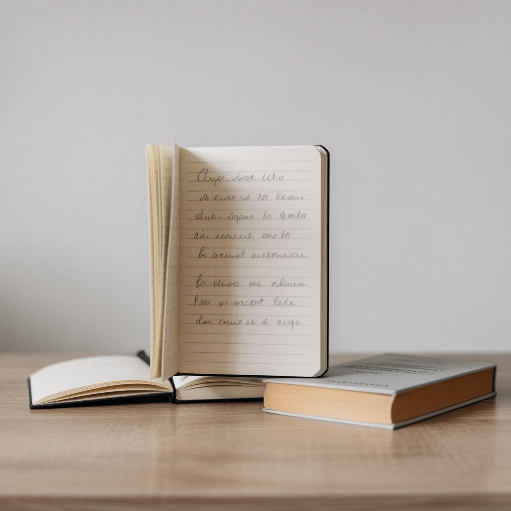 Notebook and textbook prepared for identifying key concepts before studying