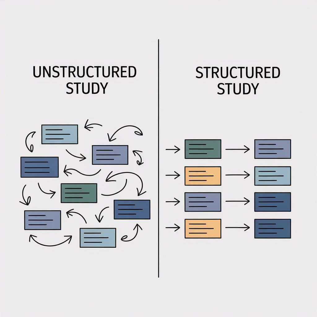 Comparison of random study order versus a structured learning sequence with clear dependencies.