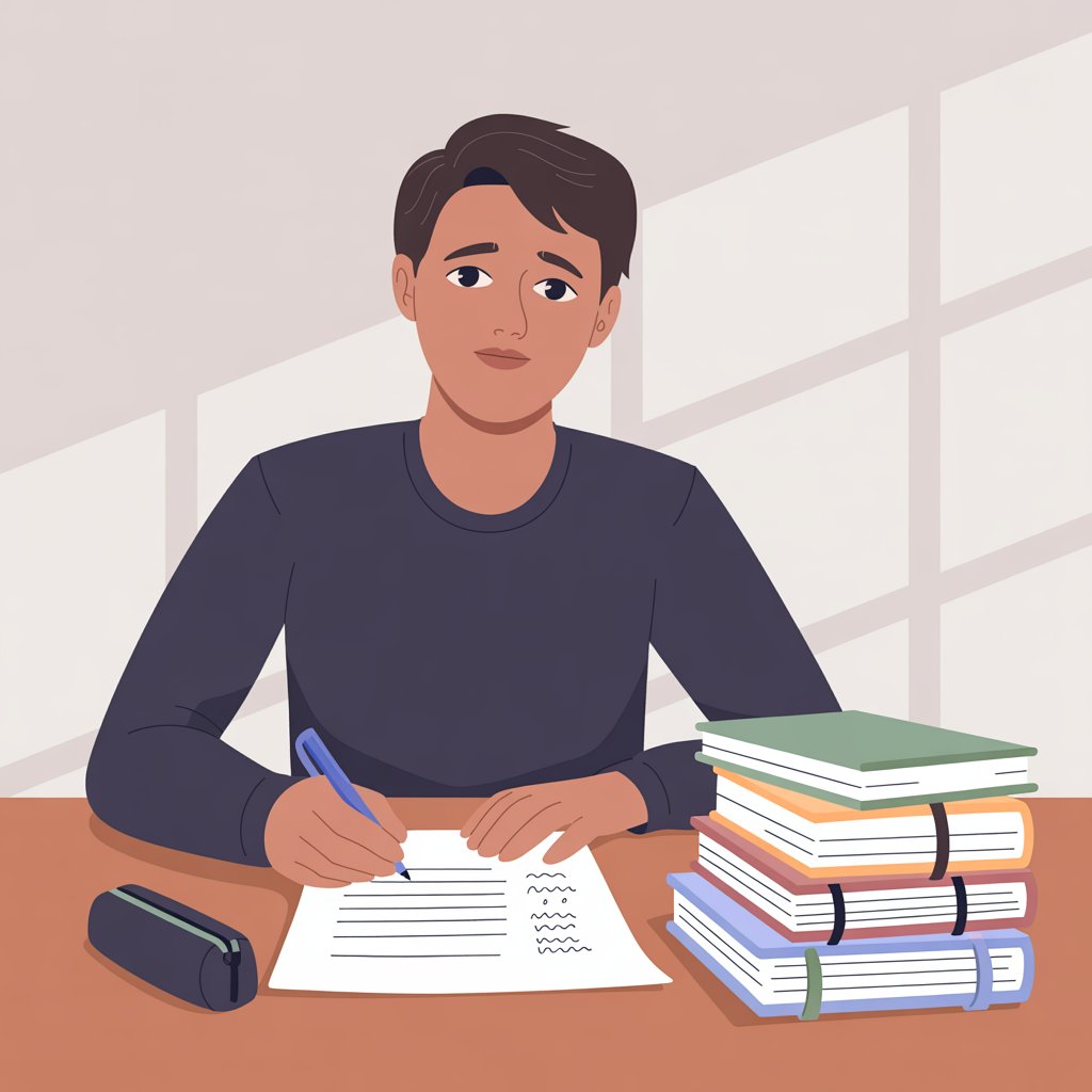 Student flipping through highlighted notes, symbolizing passive study habits.