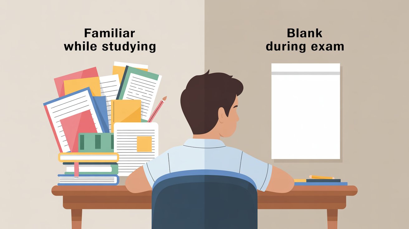 Student experiencing difficulty recalling familiar study material during an exam.