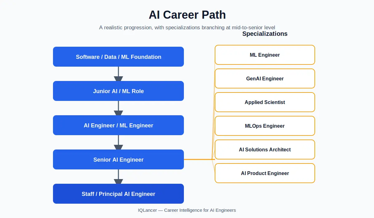 AI career path from junior AI engineer to staff and principal roles